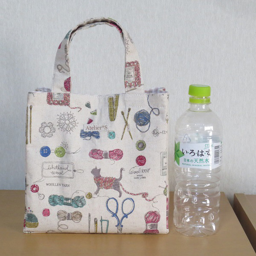 スクエア型トートバッグ&ミニポーチ ハンドメイド バッグ