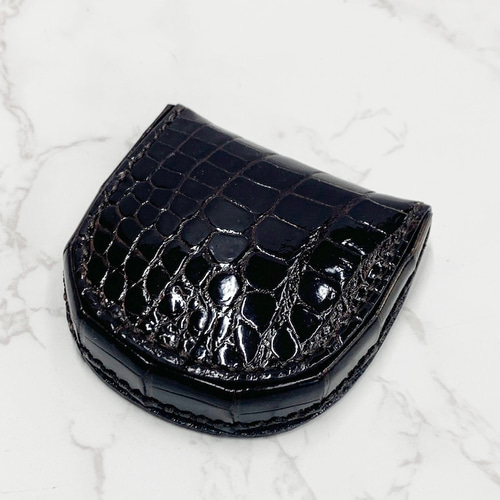 高級クロコダイルレザー ブラックケースカード小銭入れ定価5.8万 日本製 上質 クロコダイル カードケース名刺入れ＋コインケース＋