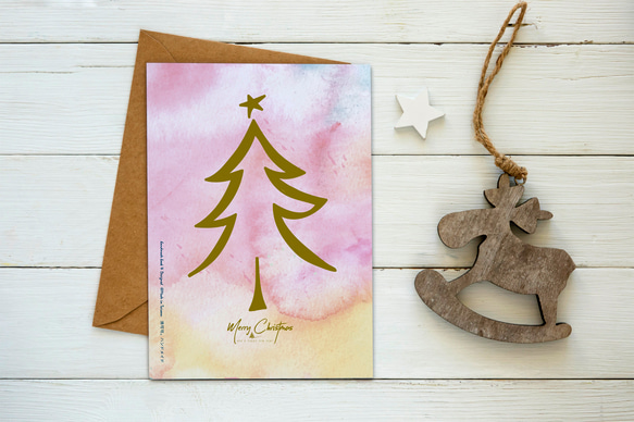 金色耶誕樹【CM17055】洛可可草莓 WELKIN手創 明信片 第3張的照片