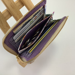 【受注制作】ポケットL字財布　リバティプリント　パーリーメドウ　ビニコ　サブ 3枚目の画像