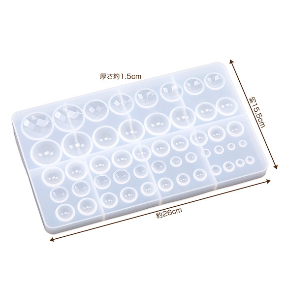 A4851 1枚 シリコンモールド ソフト 多面カット半円 MIX 貼付けタイプ （1枚） 3枚目の画像