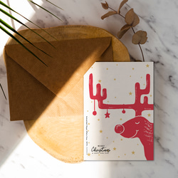 紅色小麋鹿聖誕卡【CM17063】洛可可草莓 WELKIN手創手工明信片 第2張的照片