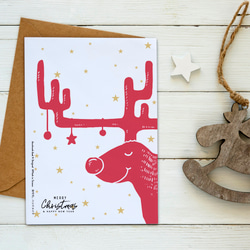 紅色小麋鹿聖誕卡【CM17063】洛可可草莓 WELKIN手創手工明信片 第3張的照片