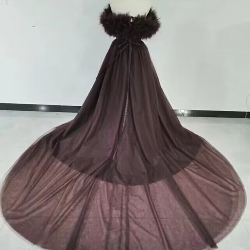 人気上昇！パーティードレス コーヒーの色 取り外しオフショルダー  