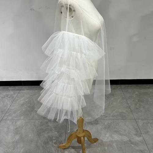 トップス ソフトチュール オフホワイト ロングスリーブ ウェディング  