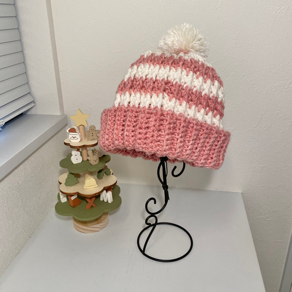 ハンドメイド 冬にぴったり暖かいニット帽 ボーダー 毛糸 sora 通販