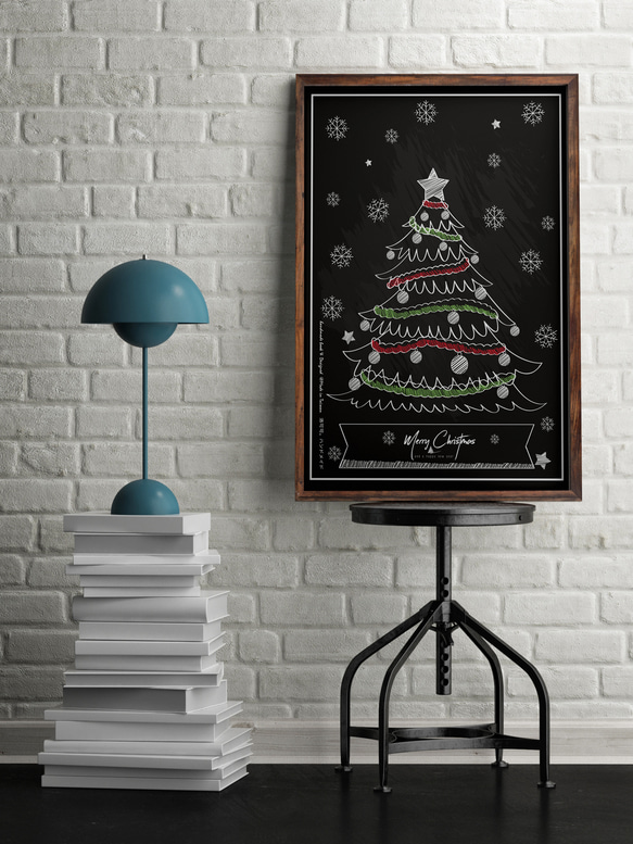 黑色手繪聖誕樹【CM17075】洛可可草莓 WELKIN手創 _手工明信片 第1張的照片