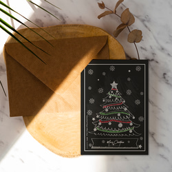 黑色手繪聖誕樹【CM17075】洛可可草莓 WELKIN手創 _手工明信片 第2張的照片