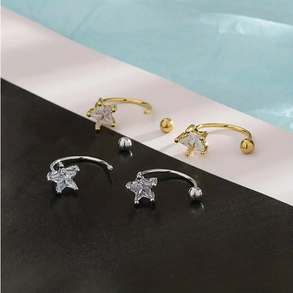 【MSP201】SV　満月と星をイメージしたピアス／アレルギー対応／つけっぱなし・316Lステンレス 11枚目の画像