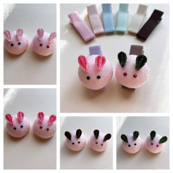 ぷっくりピンクうさぎの髪飾り○ちりめん細工 つまみ細工○ ヘア