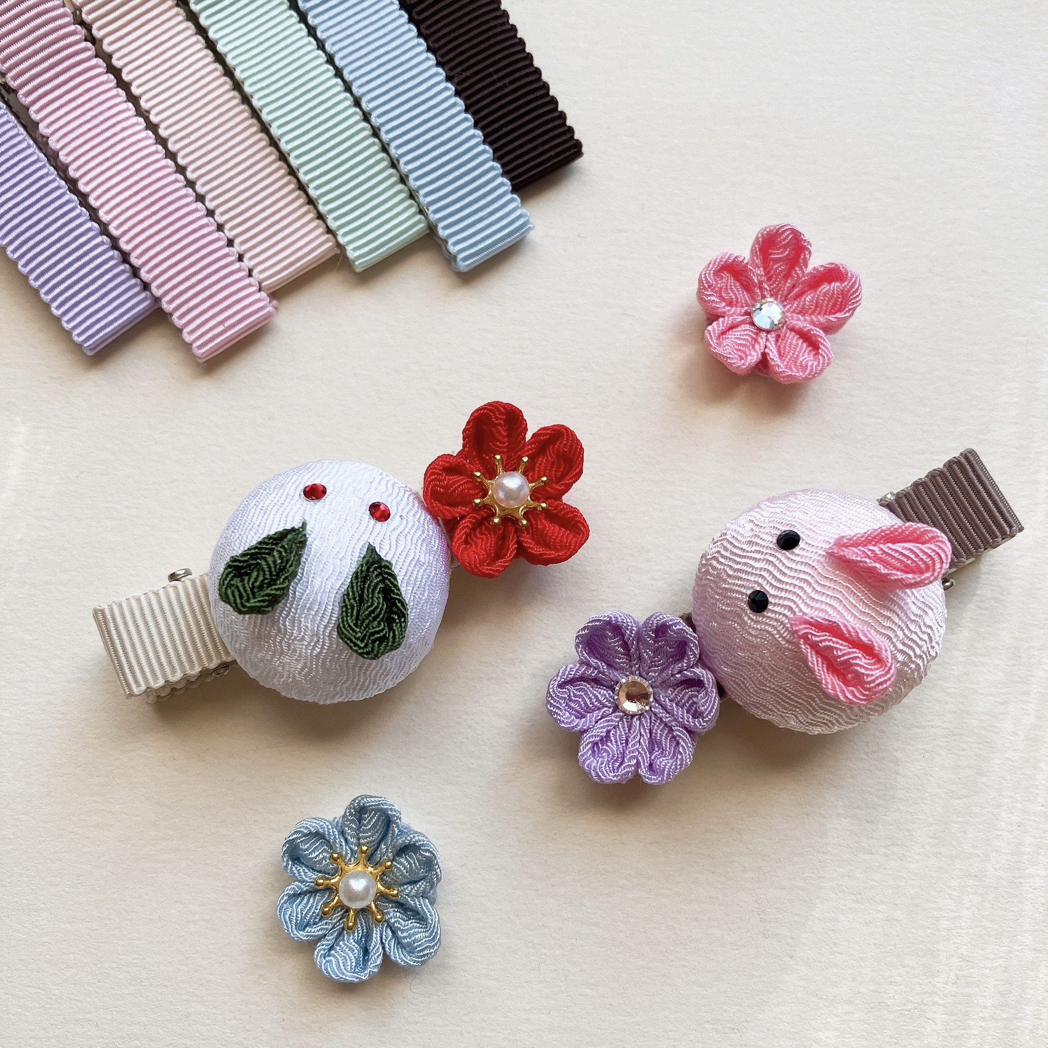 ꫛꫀꪝ【お鼻ぷっくりうさぎ】ベビーヘアクリップキッズヘアクリップ