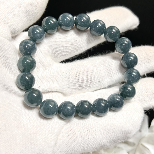 天然希少色/最高品質】青翡翠＊約11.5mm＊天然石ブレスレット