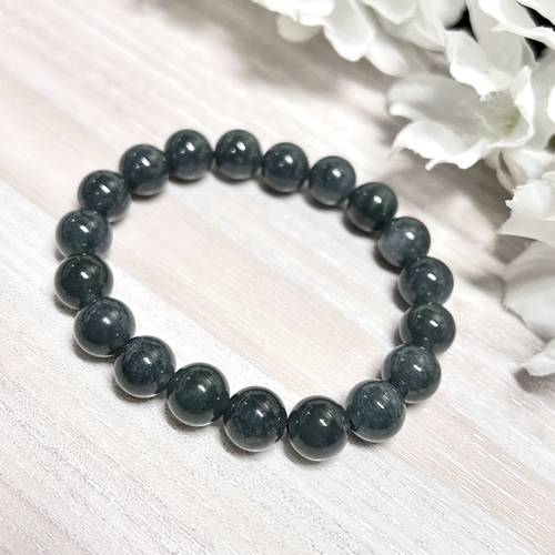 天然希少色/最高品質】青翡翠＊約11.5mm＊天然石ブレスレット