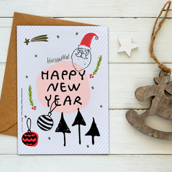 老公公新年快樂 聖誕卡 洛可可WELKIN明信片新年卡片【CM17089】 第3張的照片
