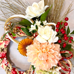 No.wreath-15528/迎春しめ縄リース(正月) 23-(3) 54x45cm/アーティフィシャルフラワー造花 19枚目の画像