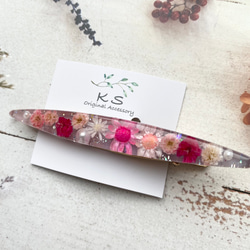 本物のお花のヘアクリップ　かすみ草　スターフラワー　モーヴピンク系　くすみカラー　ダスティーカラー 3枚目の画像