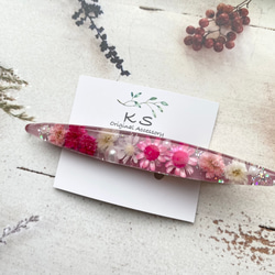 本物のお花のヘアクリップ　かすみ草　スターフラワー　モーヴピンク系　くすみカラー　ダスティーカラー 6枚目の画像
