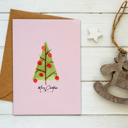 粉紅點點小樹聖誕卡片_洛可可草莓 WELKIN手創明信片【CM17135】 第3張的照片