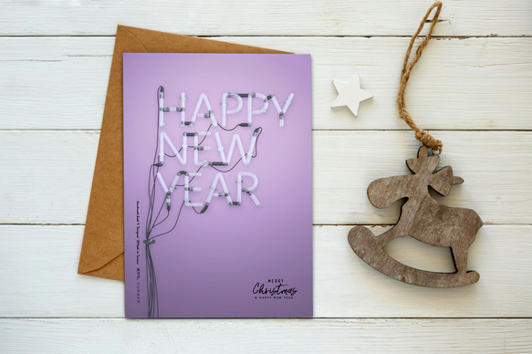 紫色New Year 新年卡【CM17140】洛可可草莓WELKIN手創聖誕明信片 第3張的照片