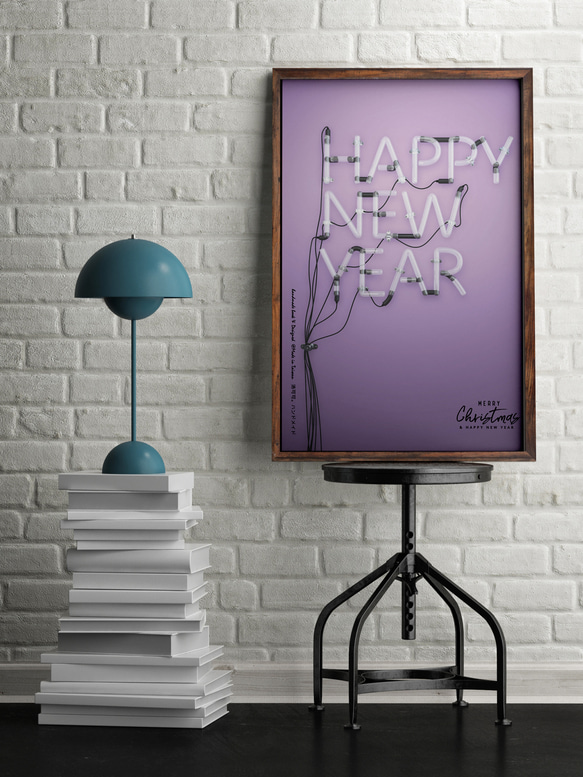 紫色New Year 新年卡【CM17140】洛可可草莓WELKIN手創聖誕明信片 第1張的照片