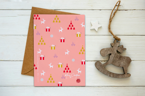 粉色聖誕-耶誕卡【CM17149】洛可可草莓WELKIN手創明信片聖誕卡片 第3張的照片