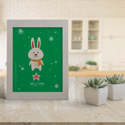 綠色小兔聖誕卡片【CM17152】洛可可草莓 WELKIN手創明信片 新年 第3張的照片