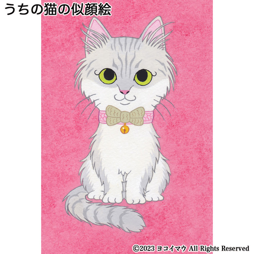 うちの子オーダー 似顔絵「うちの猫」手描き イラスト 絵画