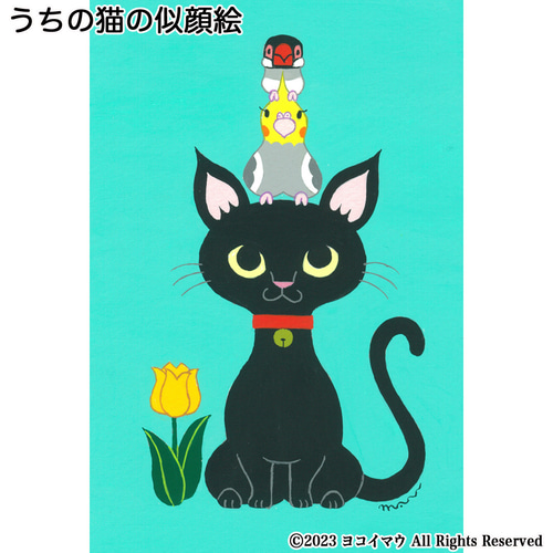 うちの子オーダー 似顔絵「うちの猫」手描き イラスト 絵画