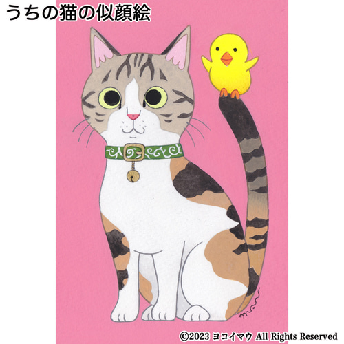 うちの子オーダー 似顔絵「うちの猫」手描き イラスト 絵画