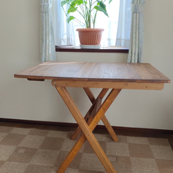 【tibi.様専用】高さ85cm 木製テーブル【折りたたみ収納可】　継ぎ足しテーブル 2枚目の画像