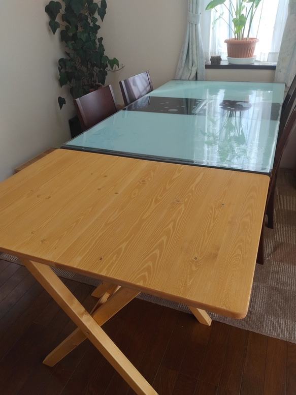 【tibi.様専用】高さ85cm 木製テーブル【折りたたみ収納可】　継ぎ足しテーブル 10枚目の画像