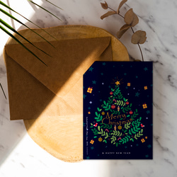 葉子聖誕樹【CM17161】洛可可草莓手創明信片 聖誕卡片含信封 第2張的照片