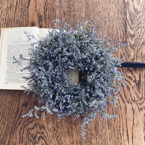 新作Creema限定 ブルーファンタジアのナチュラルリース 宿根スターチス  