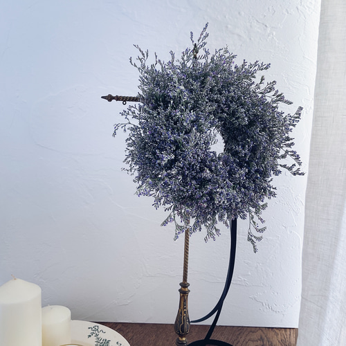 新作Creema限定 ブルーファンタジアのナチュラルリース 宿根スターチス  