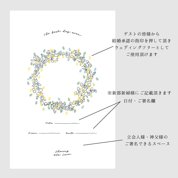 【 厚地 タペストリー 】 結婚証明書 ウェディングリース 60×90cm ｜ 結婚式　ウェディング 7枚目の画像