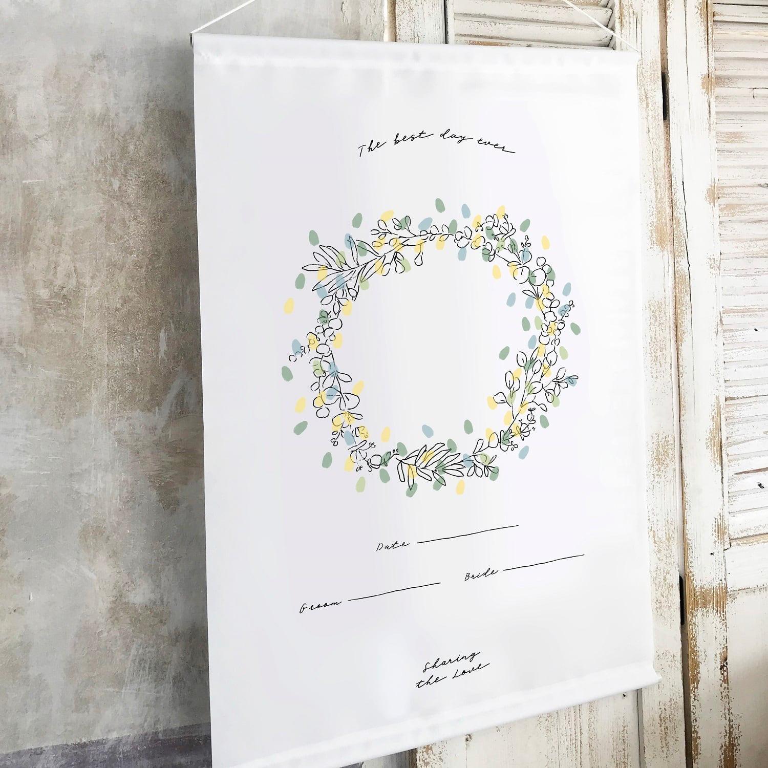 【 厚地 タペストリー 】 結婚証明書 ウェディングリース 60×90cm ｜ 結婚式　ウェディング