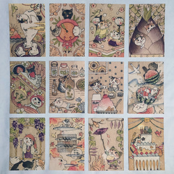 ポストカード「くいしんぼうの猫」12枚 2枚目の画像