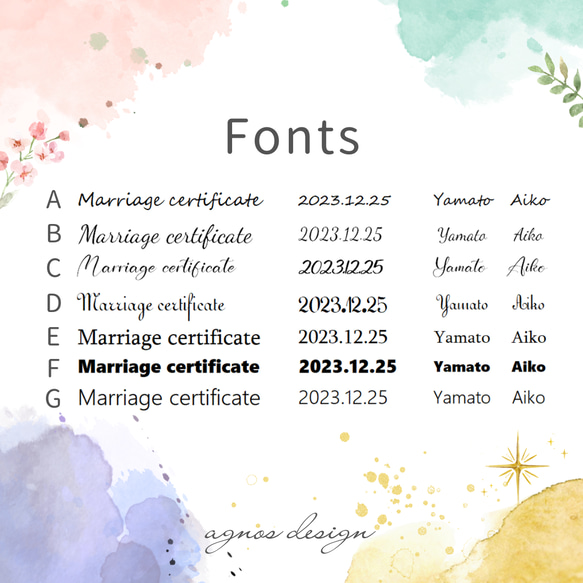 シーグラス結婚証明書 | ゲスト参加型 