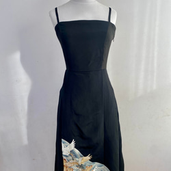 黒留袖　ブラック　着物リメイクシルクロングラップスカート 4枚目の画像