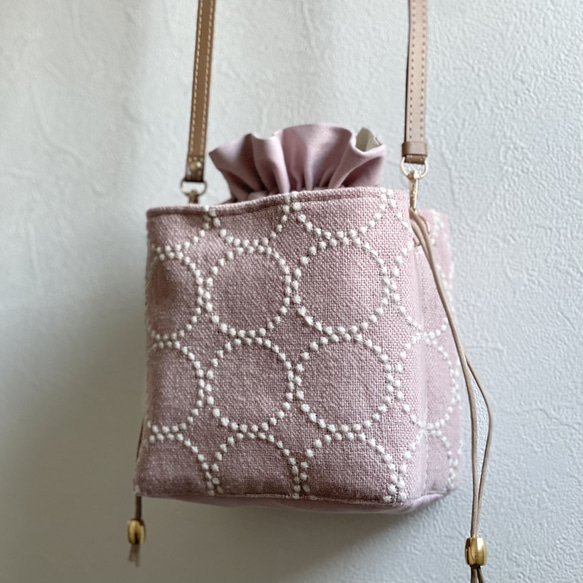 ⚮̈ミナペルホネンtambourine pink ネリオバッグあおり巾着バッグ