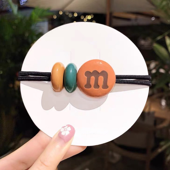 mチョコレート 英語デザイン ヘアゴム キラキラ ヘアアレンジ 韓国 4枚目の画像