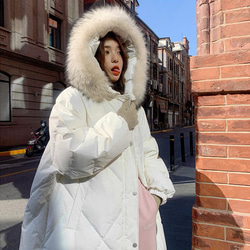 ミドル丈のカジュアルな白アヒルの羽毛ダウンジャケット新型韓国系冬の厚着 5枚目の画像