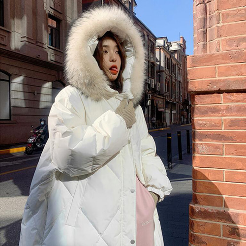 ミドル丈のカジュアルな白アヒルの羽毛ダウンジャケット新型韓国系冬の