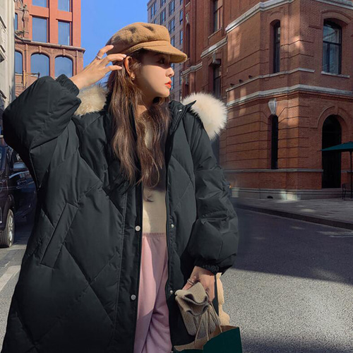 ミドル丈のカジュアルな白アヒルの羽毛ダウンジャケット新型韓国系冬の