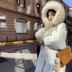 ミドル丈のカジュアルな白アヒルの羽毛ダウンジャケット新型韓国系冬の厚着 4枚目の画像