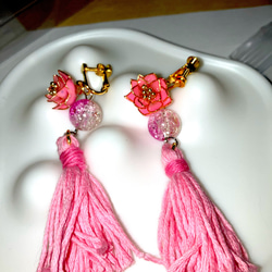 蓮の花ピンク♡イヤリング 2枚目の画像