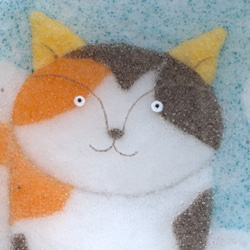 【ガラス】三毛猫 動物の顔の小皿 #2 3枚目の画像