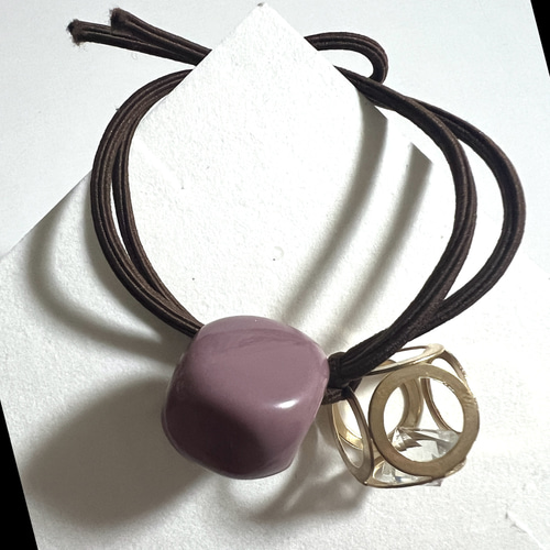 四角 スクエア モチーフ くすみカラー ヘアゴム 髪ゴム レディース