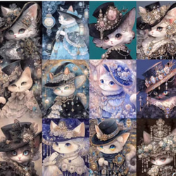 少数限定パネル ① 　 猫ちゃんとかわいい女の子パネル生地　　ハンドメイド 大判パネル生地）貴族♡貴婦人 猫柄 生地 Atelier⭐︎乙女雑貨研究所