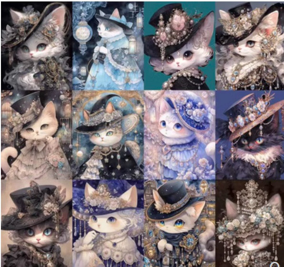 大判パネル生地）貴族♡貴婦人 猫柄 生地 Atelier⭐︎乙女雑貨研究所